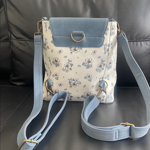 Disney LoungeFly  EUC Convertible Backpack Stitch Floral - Picture 5 of 10